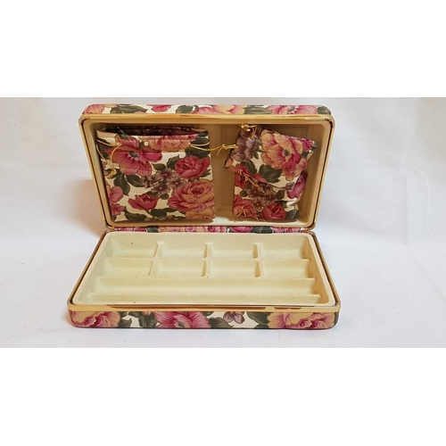 318 - Large Retro Jacquard Cloth Jewelry Box. (Approx. 26.5cm x 16.5cm x 5.5cm).