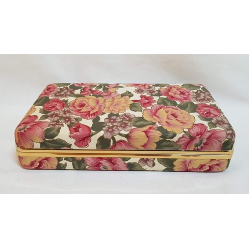 318 - Large Retro Jacquard Cloth Jewelry Box. (Approx. 26.5cm x 16.5cm x 5.5cm).