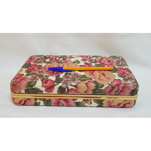 318 - Large Retro Jacquard Cloth Jewelry Box. (Approx. 26.5cm x 16.5cm x 5.5cm).