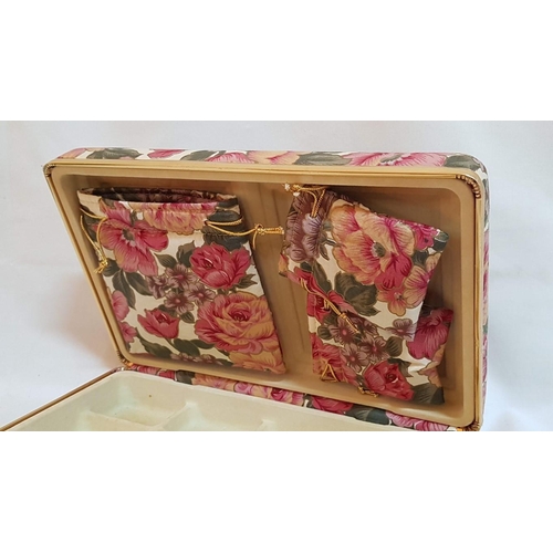 318 - Large Retro Jacquard Cloth Jewelry Box. (Approx. 26.5cm x 16.5cm x 5.5cm).