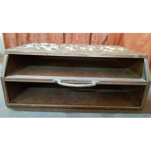 372 - Vintage Style Brass Embossed Scene Magazine Rack. (Approx. 37cm x 14.5cm x 27cm).