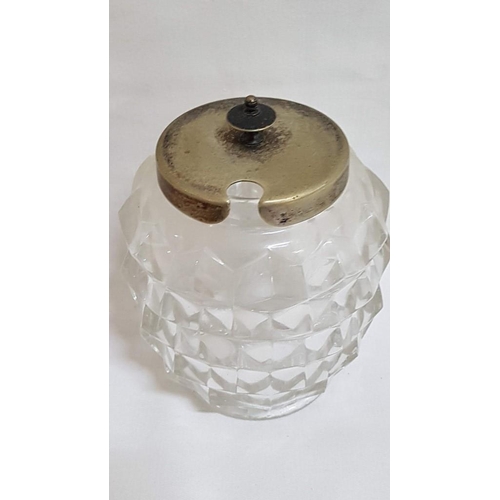 403 - Vintage Cut Glass Sugar Bowl with Silver Plated Lid and Vintage EPNS Decorative Sugar Spoon.