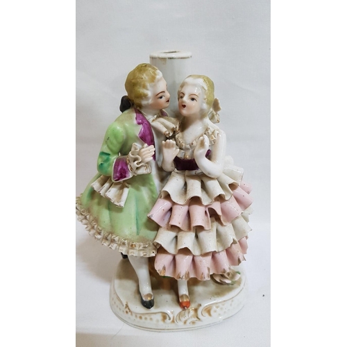 406 - Vintage Porcelain Figurines, One A/F (Repaired, Glued),
H: 15cm -18.5cm.