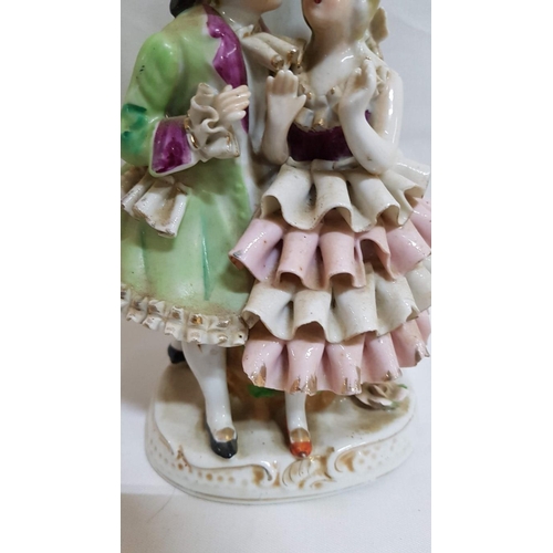 406 - Vintage Porcelain Figurines, One A/F (Repaired, Glued),
H: 15cm -18.5cm.