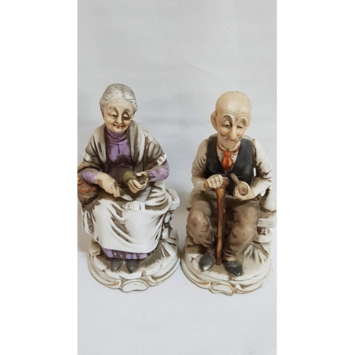 406 - Vintage Porcelain Figurines, One A/F (Repaired, Glued),
H: 15cm -18.5cm.