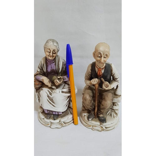 406 - Vintage Porcelain Figurines, One A/F (Repaired, Glued),
H: 15cm -18.5cm.