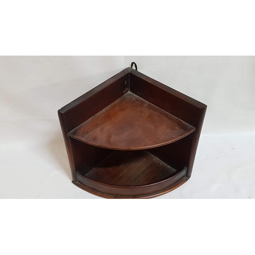 407 - Small Solid Wood Corner Wall Hanging Shelf, Approx. 32cm x 26cm, A/F (Crack at The Back).