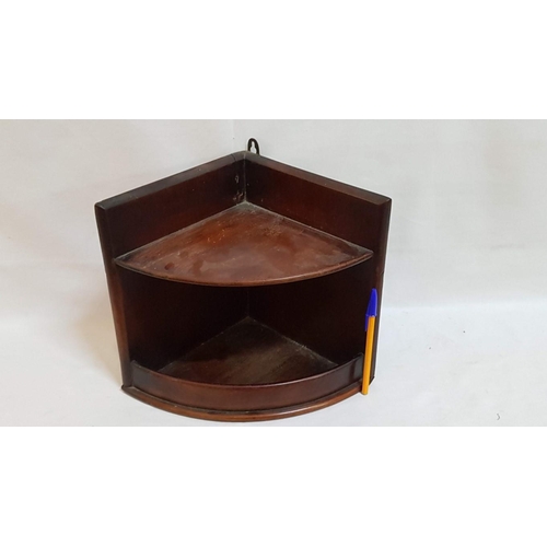 407 - Small Solid Wood Corner Wall Hanging Shelf, Approx. 32cm x 26cm, A/F (Crack at The Back).