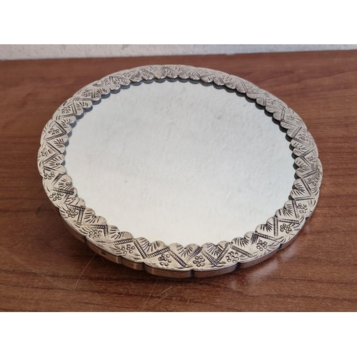 10 - Elegant Vintage Sterling Silver Round Dressing Table Mirror with Highly Decorative Backing and Raise... 