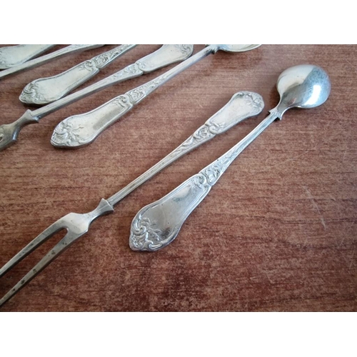 162 - Set 12 x Sterling Silver Desert Spoons and 12 x Matching Sterling Silver Desert Forks, (Approx. L: 1... 