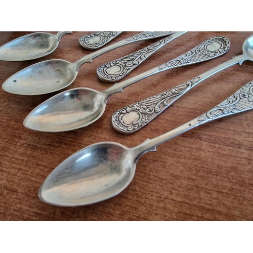 163 - Set of 12 x Silver Tea Spoons with Decorative Handles, (Approx. L: 14.5cm, .830 Silver, Total Weight... 