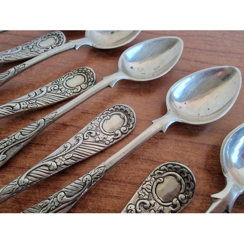 163 - Set of 12 x Silver Tea Spoons with Decorative Handles, (Approx. L: 14.5cm, .830 Silver, Total Weight... 