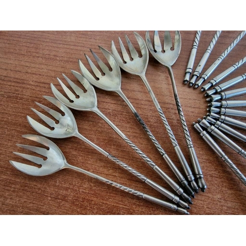 164 - Collection of 12 x Silver Desert / Tea Spoons with Twisted Stems, Together with 6 x Similar Desert F... 