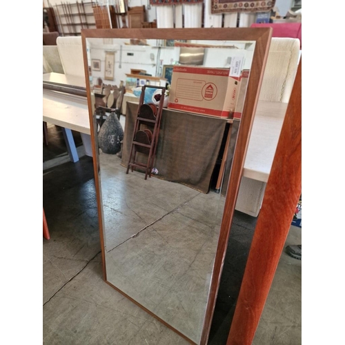 179 - Modern Rectangular Wall Mirror with Bevel Glass and Dark Cherry Colour Wood Frame, (Approx. 52 x 103... 