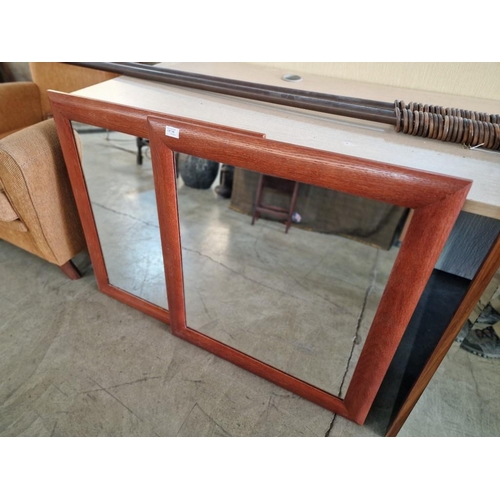 197 - Pair of Wall Mirrors with Thick Wood Frame, (Approx. 70 x 76cm), (2)