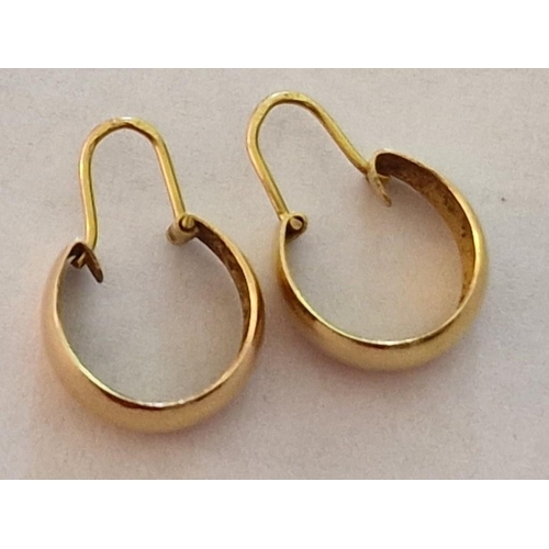 208 - Vintage 9ct Gold Hoop Earrings, (Approx. Ø: 13mm, 1.6g)