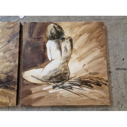 226 - 2 x Canvas Pictures with Abstract Rear of Seated Nude Female, (Approx. 60 x 60cm each), (2)