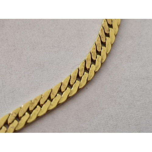 23 - 18ct Gold Flat Link Chain Necklace (Approx. L: 41cm, 12.4g), Together with 14ct Gold Oval Shape Pend... 