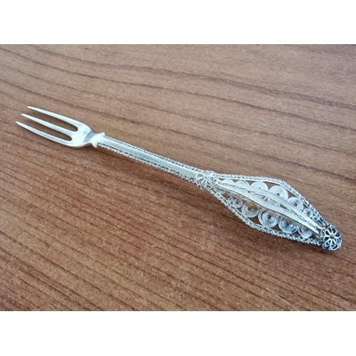 3 - Set of 12 x Silver (.830) Filigree Spoons Together with Vintage Silver Plated Desert / Caviar Pedest... 