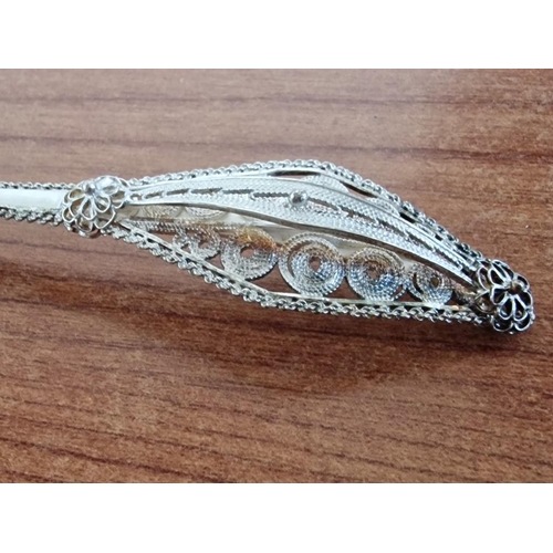 3 - Set of 12 x Silver (.830) Filigree Spoons Together with Vintage Silver Plated Desert / Caviar Pedest... 