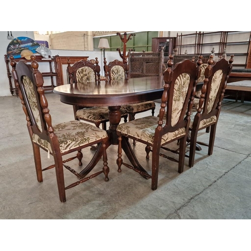 471 - Dark Wood Oval Shape Twin Pedestal Dining Room Table, (Approx. 200 x 90cm), Together with Set of 6 x... 