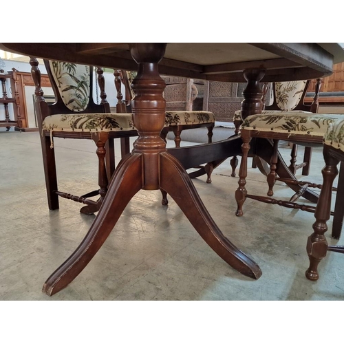 471 - Dark Wood Oval Shape Twin Pedestal Dining Room Table, (Approx. 200 x 90cm), Together with Set of 6 x... 