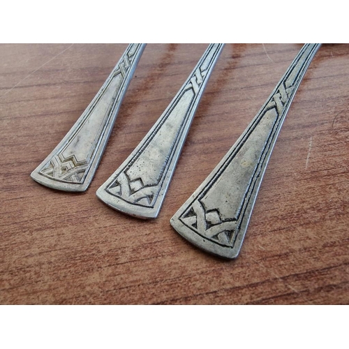 482 - 3 x Vintage White Metal Spoons with Decorative Handles, (Approx. .600 Silver, L: 18cm, 143g), (3)