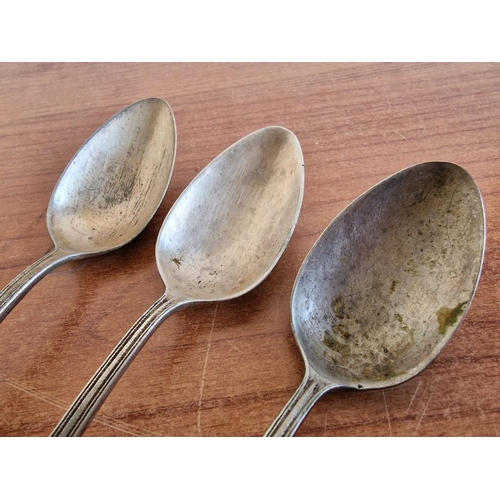 482 - 3 x Vintage White Metal Spoons with Decorative Handles, (Approx. .600 Silver, L: 18cm, 143g), (3)