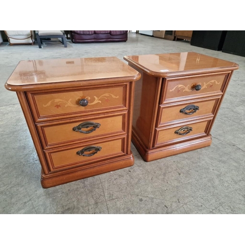 170 - Pair of Classical Style 3-Drawer Bedside Units, (Approx. 52 x 39 x 53cm each), (2)