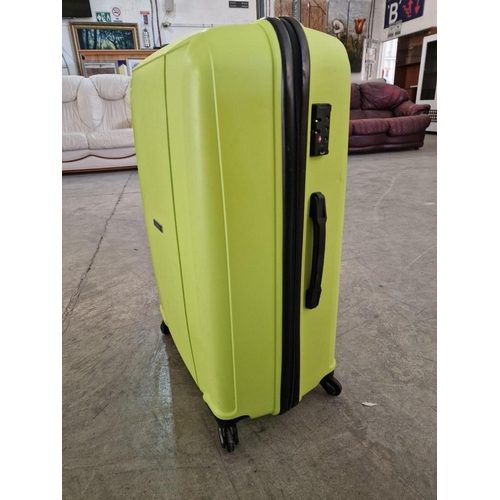 172 - Lime Green 'Edelweiss' Suitcase with Wheels and Expanding Handle, Opening with Blue Liner and Intern... 