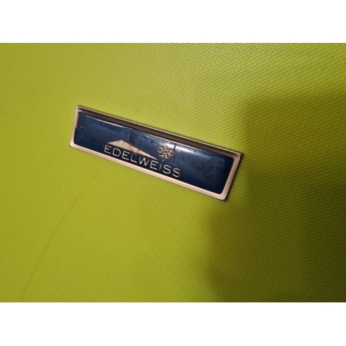 172 - Lime Green 'Edelweiss' Suitcase with Wheels and Expanding Handle, Opening with Blue Liner and Intern... 