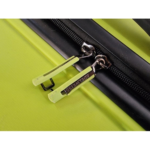 172 - Lime Green 'Edelweiss' Suitcase with Wheels and Expanding Handle, Opening with Blue Liner and Intern... 