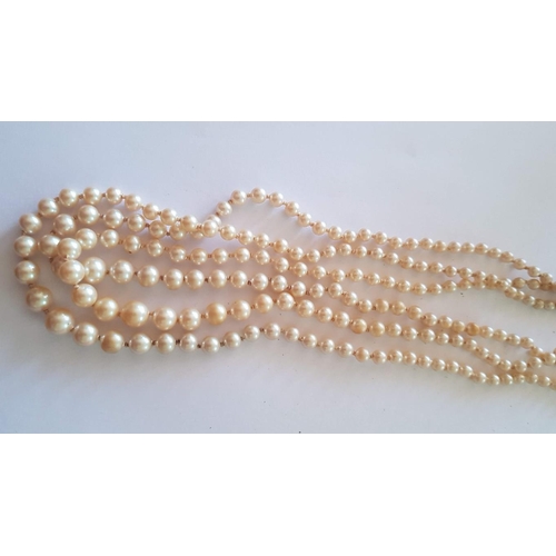 375 - Vintage Multistrand Pearl Necklace with  Silver Clasp.