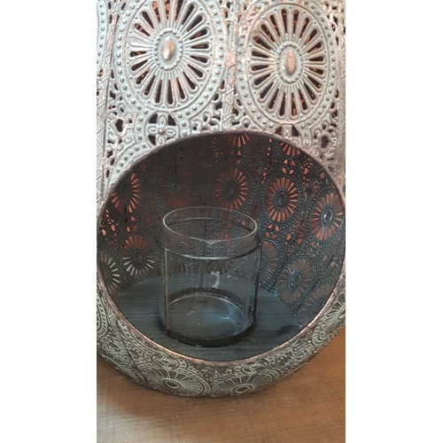 20 - Oriental Style High Filigree Ornate Garden Lantern/Candle Holder. Approx. H: 61cm Ø: 33cm.