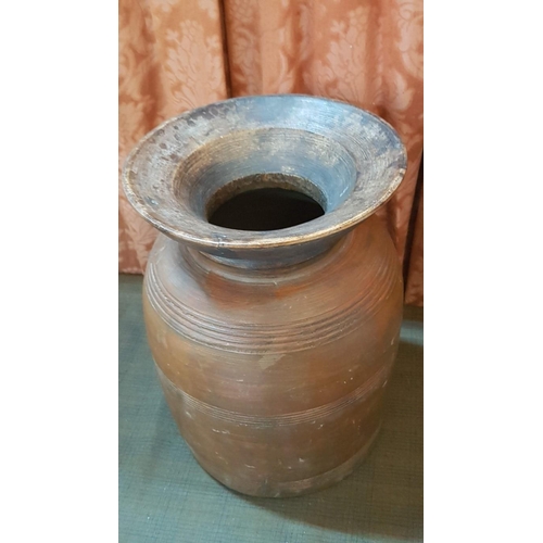 211 - Large Heavy Antique Primitive Handmade Wooden Vase/Storage Pot 
(H: 36.5cm Ø:25cm)