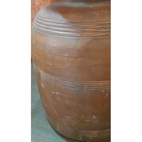 211 - Large Heavy Antique Primitive Handmade Wooden Vase/Storage Pot 
(H: 36.5cm Ø:25cm)