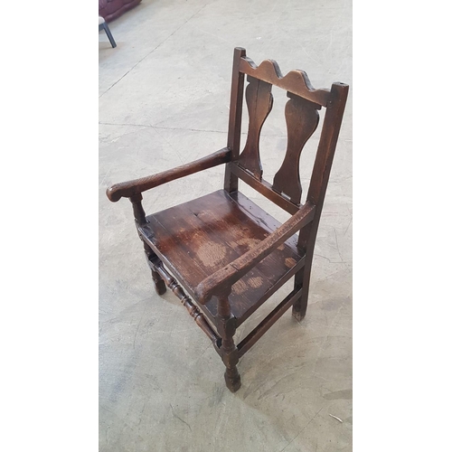 214 - Antique Solid Wood Country Rare Armchair with Double Vase Shape Backrest (Suggestion it is Belgium).... 