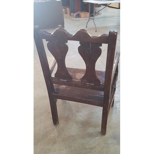 214 - Antique Solid Wood Country Rare Armchair with Double Vase Shape Backrest (Suggestion it is Belgium).... 