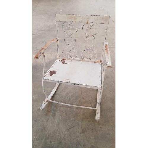 475 - Antique Metal Rocking Garden Chair for Renovation.