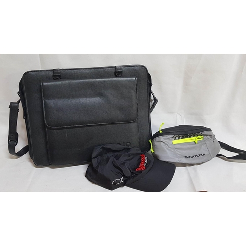 512 - Assorted Collection: Black Leather Effect Laptop Bag/Briefcase, Waist Belt Bag and Advertising Cypru... 