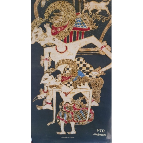 515 - Art Craft from Indonesia, Original Batik Art Painting in Cotton Fabric, Wall Hanging Depicting a Sce... 