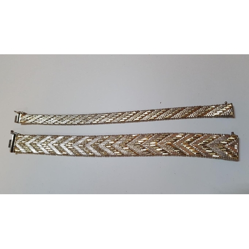 604 - 2x Vintage Silver 925, Chevron Weave Bracelets, Made in Italy, Approx. 71.5g, H: 19cm Each. (2)