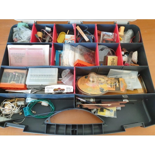 528 - Plastic Tool Box with Multiple Compartments, Complete with Qty of Assorted Parts & Accessories