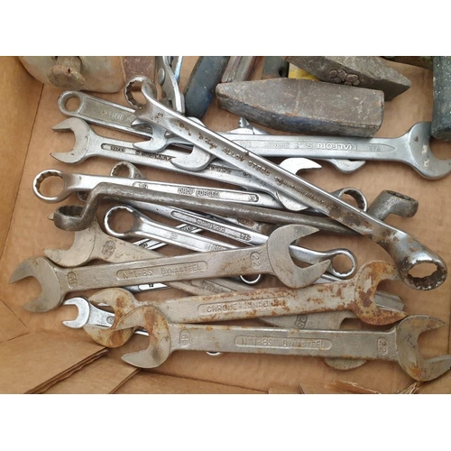 536 - Box of Assorted Hammers and Spanners