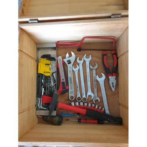 557 - Wooden Box Containing Qty of Hand Tools, Incl. Clamps, Screwdrivers, Allen Keys, etc