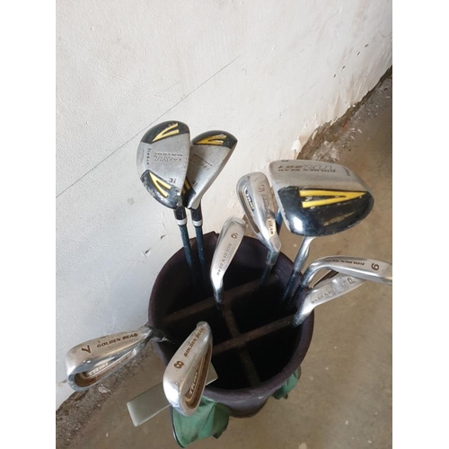 558 - 'TS' Gold Bag, Together with Qty of 'Golden Bear' Golf Clubs (see catalogue photos), (11)