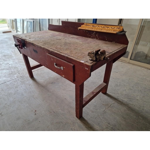 576 - Workbench with Drawer and 2 x Fitted Vices, (Approx. 180 x 79 x 87cm)