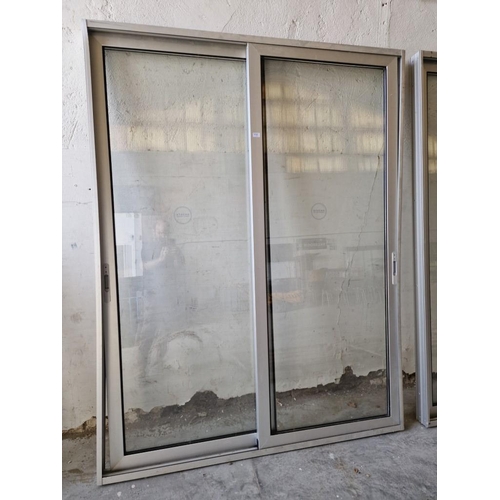 587 - Grey Colour Aluminium Double Glazed Sliding Patio Doors in Frame, (Approx. 171 x 222cm)