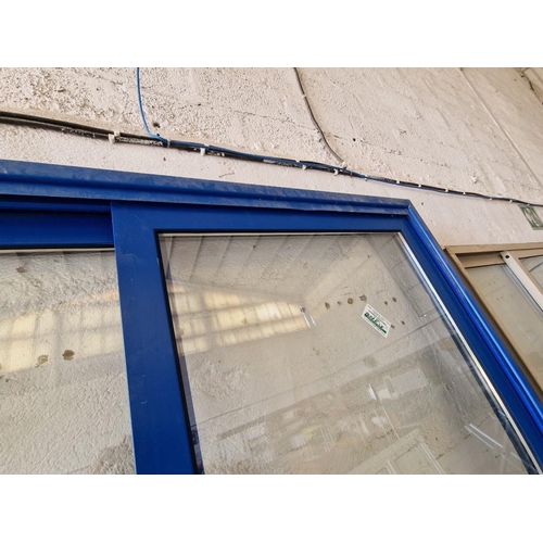 589 - Blue Colour Alumiunium Double Glazed Sliding Patio Doors in Frame, (Approx. 180 x 235cm)