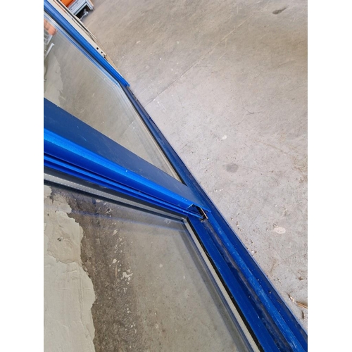 589 - Blue Colour Alumiunium Double Glazed Sliding Patio Doors in Frame, (Approx. 180 x 235cm)